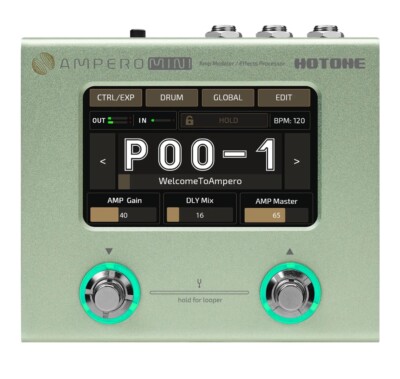 Hotone Ampero Mini Guitar Bass Amp Modeling IR Cabinets Expression Pedal MP-50