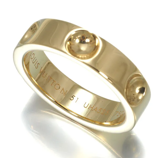 Auth Louis Vuitton Ring Empreinte Wedding Band EU51 18K 750 Yellow Gold