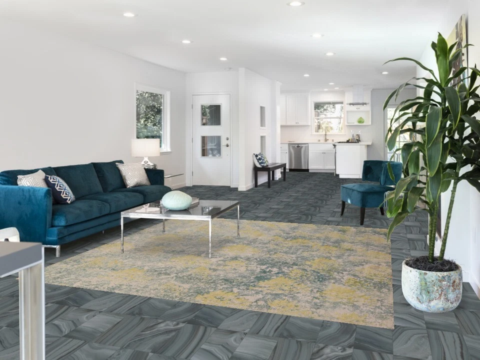 Vibrant Hand-knotted Living Room Square Rug 8x8 ft. Modern Style - Image 2 of 4