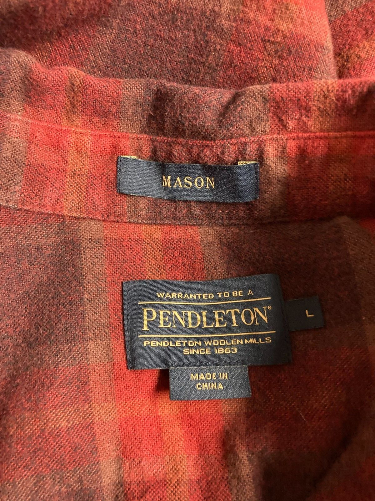Pendleton Red Plaid Flannel Mason Button Front Sh… - image 3
