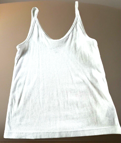 Universal Thread Women’s Ribbed Shirt Scoop Neck White Tank Top Size Large NEW