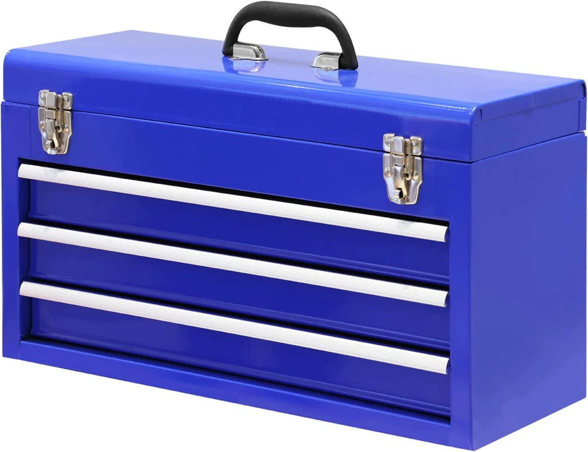 BIG RED 3 Drawer 20 Metal Tool Box Portable Steel Tool Chest with  Ball-Bearing