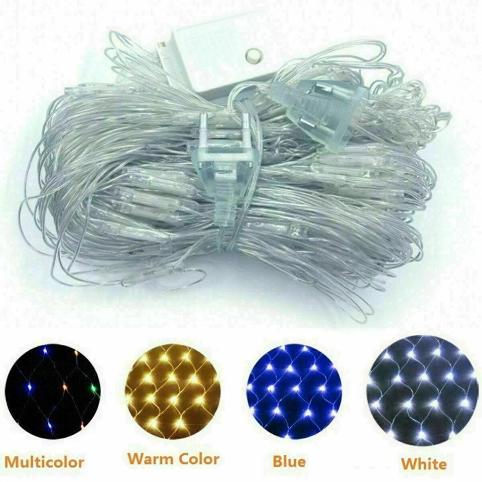 Luces LED de malla de red cadena de hadas cortina lámpara fiesta de Navidad boda decoración de Navidad Foto 3 de 4