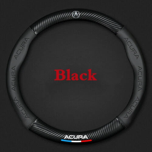 38cm 15" Steering Wheel Cover Faux Leather For Acura Carbon Fiber + Black Foto 2 de 4