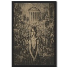 Vintage Girl Portrait Framed Canvas Print Historical Wall Art