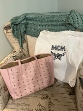 MCM Visetos Monogram Pink Large Tote Bag w/ I...