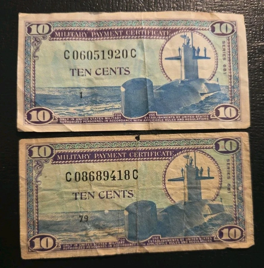 Lot of 4- 5 & 10 CENTS SERIES 681 MPC MILITARY PAYMENT CERTIFICATES - Image 3 of 4