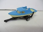 Matchbox Lesney Superfast SF9 Boat & Trailer- blue & white, BLACK TRAILER, loose