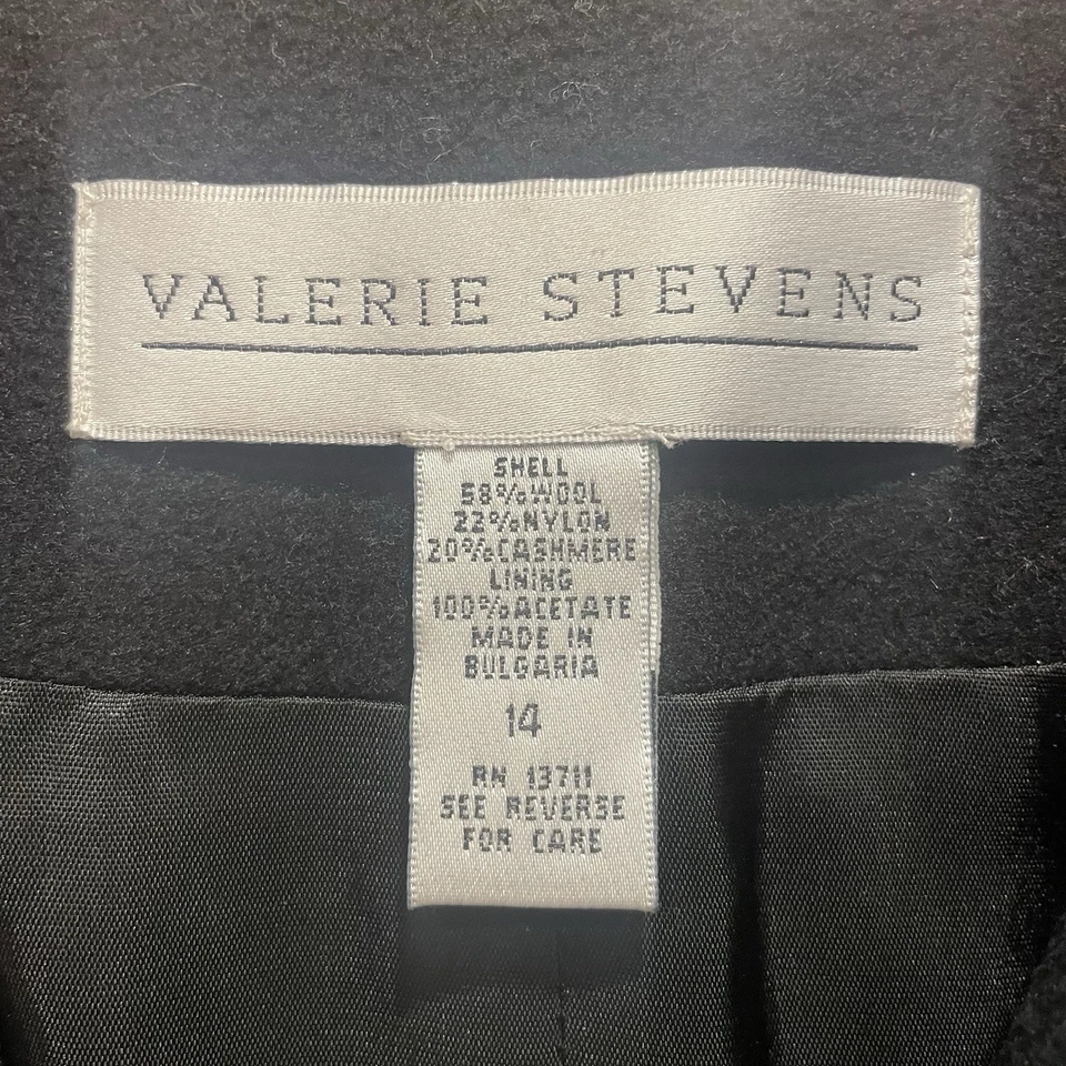 Chaqueta Blazer Valerie Stevens Talla 14 Negra Lana Mezcla Cachemira 3 Botones Carrera Foto 3 de 4