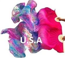 Belly Dance Silk Fan Veils 100 1.8m Top Quality USA Store