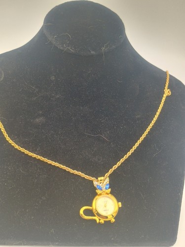 Gitanto Gold Tone Clock Necklace Gold Tone 18"