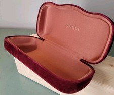 Gucci Sunglasses Case Burgundy Velvet Clamshell Deco Designer Protective
