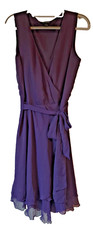 Banana Republic Purple Faux Wrap Dress Ruffle Hem Sleeveless Belted Women’s 10