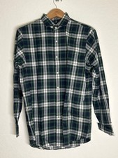 Ralph Lauren Men's Large Button Down Shirt, Green Plaid Classic Fit 100 Cotton