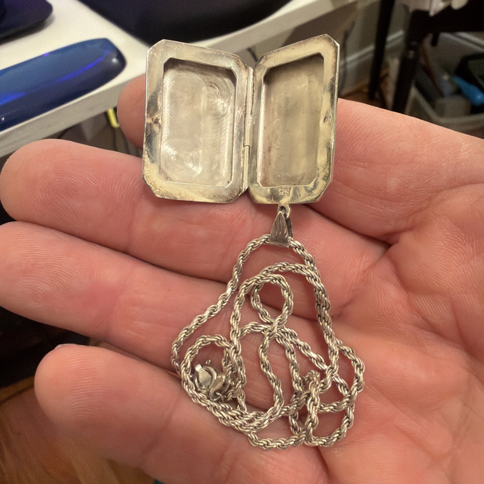 VTG Sterling Silver 925 Rectangular Engraved Phot… - image 6