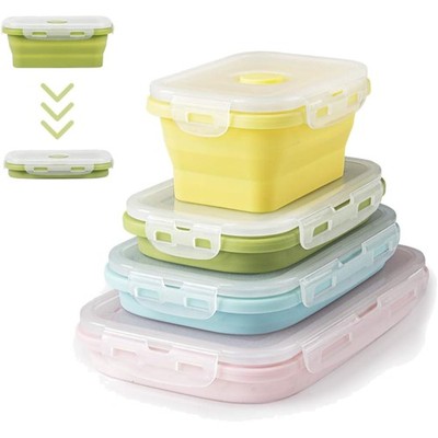 Faltbare Lebensmittel-Aufbewahrungsboxen, 4 Stück, Platzsparende Lunchbox für...