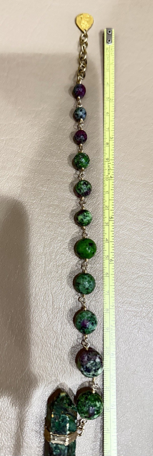 Statement DEVON LEIGH Necklace Green Natural Ston… - image 6