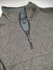 Men Size L - Van Heusen Flex Grey Quarter Zip Sweater - Good Cond 