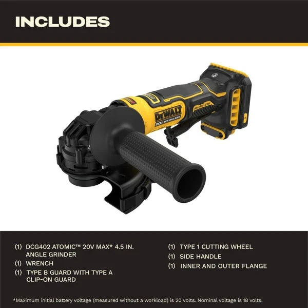 DEWALT ATOMIC DCG402B 20V MAX* 4-1/2 in. Angle Grinder (Tool Only) PREORDER - Image 4 of 4