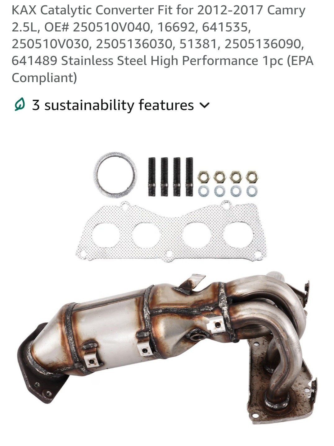 Catalytic Converter Compatible with Toyota Camry 2012-2017 L4 2.5L, 641489