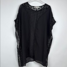 Miken Black Lace Swim Cover Up Size Large