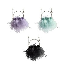 Womens Chain Shoulder Bag Ladies Evening Clutch Bag-Ins Ostrich Feather Handbag