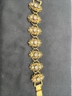 Daria Vintage Panel Bracelet 7.5" Costume Jewelry White Clear Stones Signed