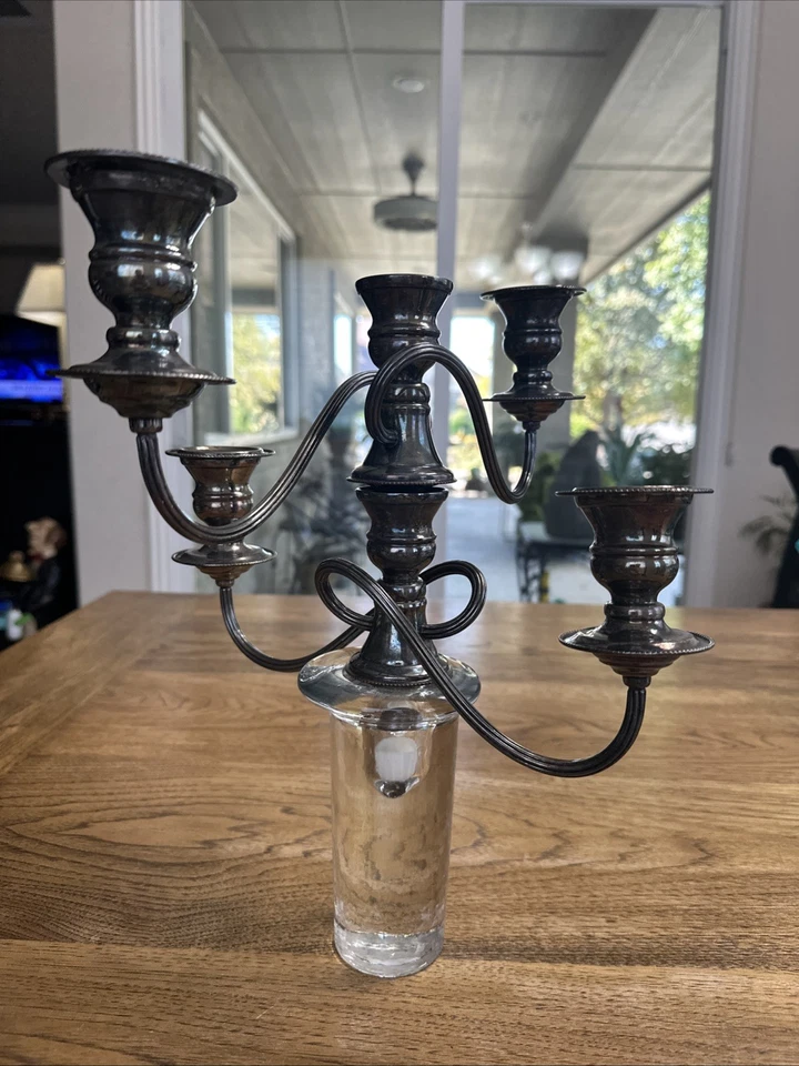 Vintage Silver Plated 3 Candle Candelabra Top Holders - Image 3 of 3