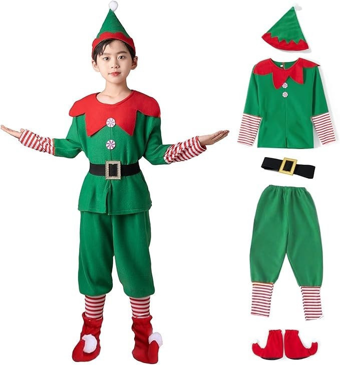 Disfraz de elfo de Navidad para niños pequeños talla 5-6T