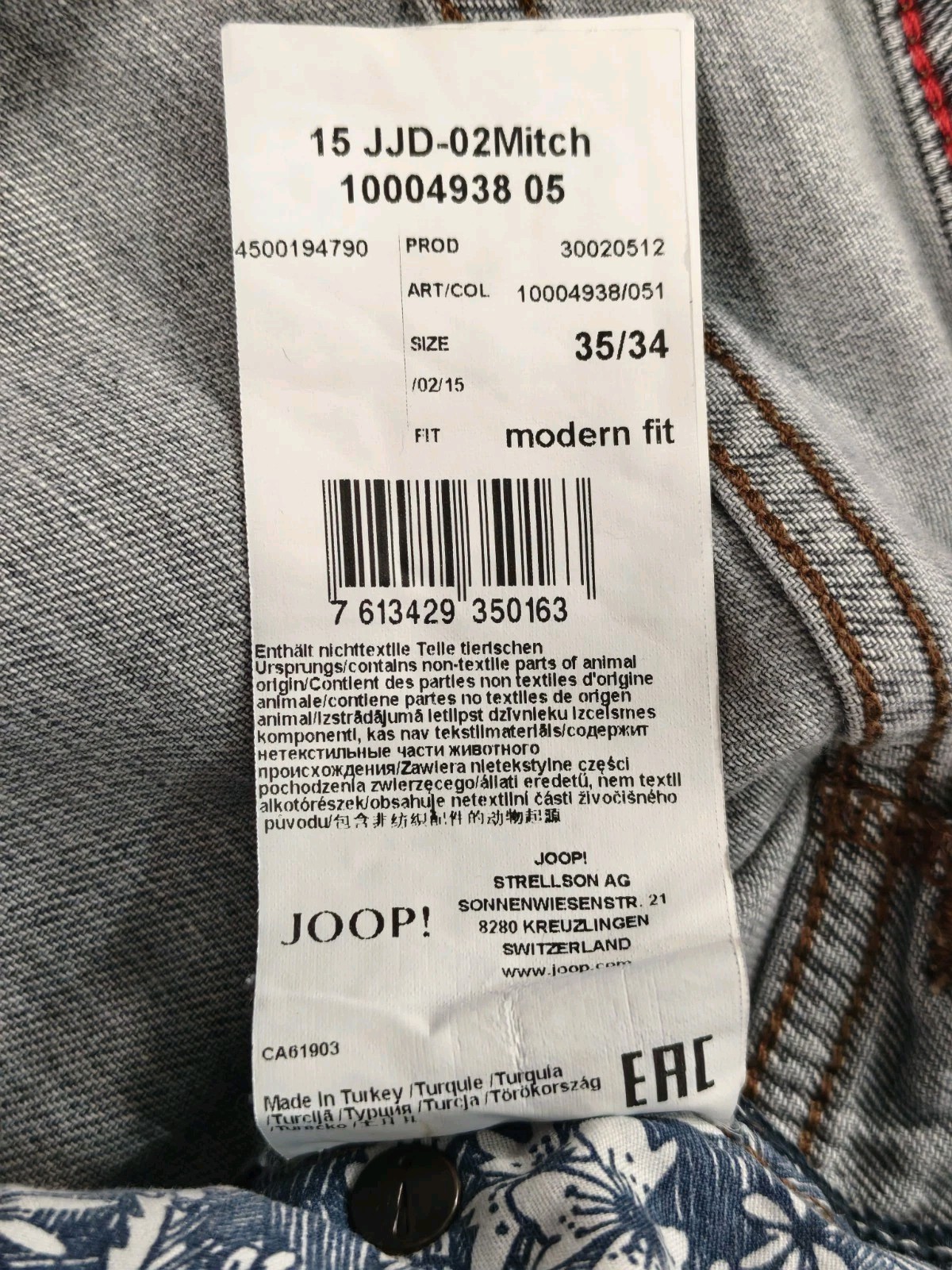 Joop! Mitch Modern Fit Jeans Men's Size 34W 34L Black Wash Pants Designer image 9
