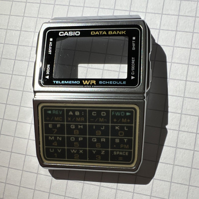 Casio Databank Digital Quarz Telememo Taschenrechner Edelstahl silber WR