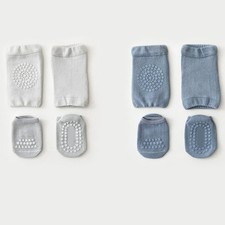 Baby Crawling Knee Pad Socks Set Infant Toddlers Combed Cotton Soft Slip