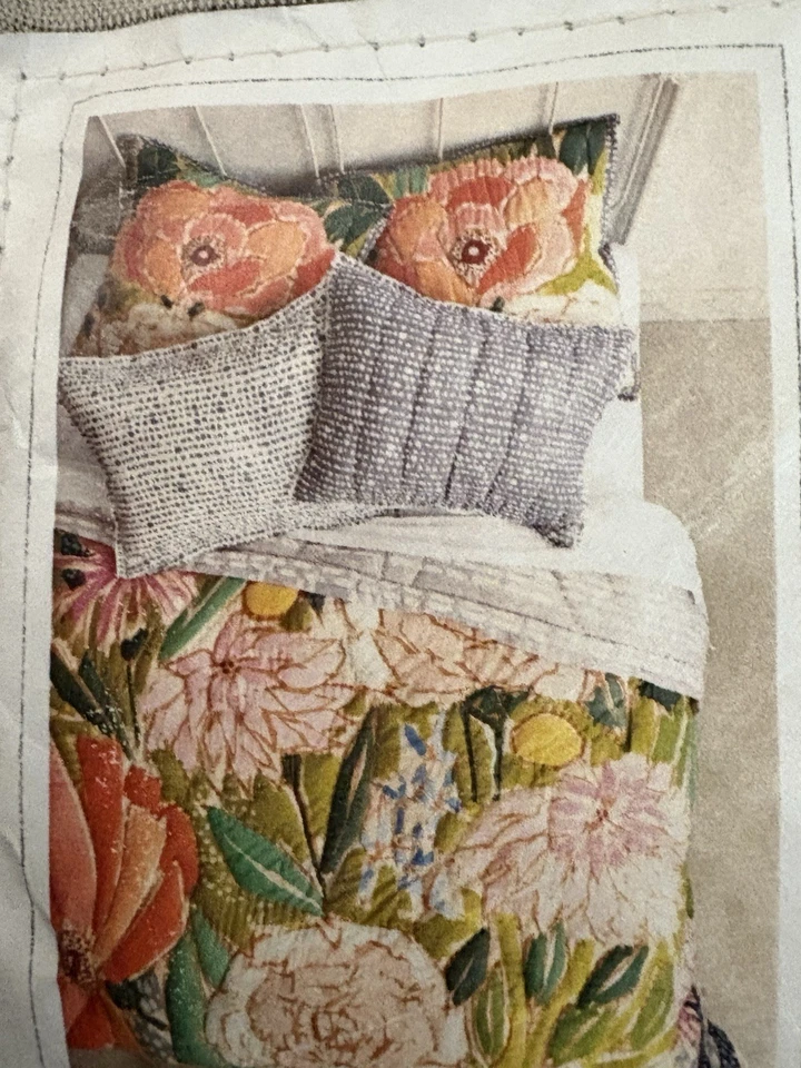 Par de fundas estándar Anthropologie Witherbee Collection agotadas gris blanco Foto 4 de 4