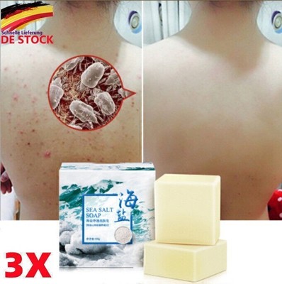 3pcs Sea Salt Soap Facial Cleaner Pimple Acne Remover Opens Pores Goat Milk 100g
