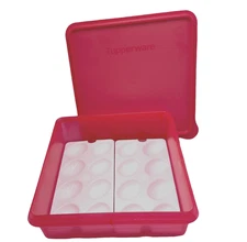 Tupperware Snack N Stor Keeper Square 9x9 Pink with Egg Trays