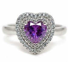 Heart 2CT Amethyst  Topaz 925 Sterling Silver Ring Jewelry Sz 7 MK6-3