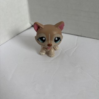 Littlest Pet Shop Authentic LPS #1012 Husky Mommy Tan Brown Cream Dog Blue Eyes