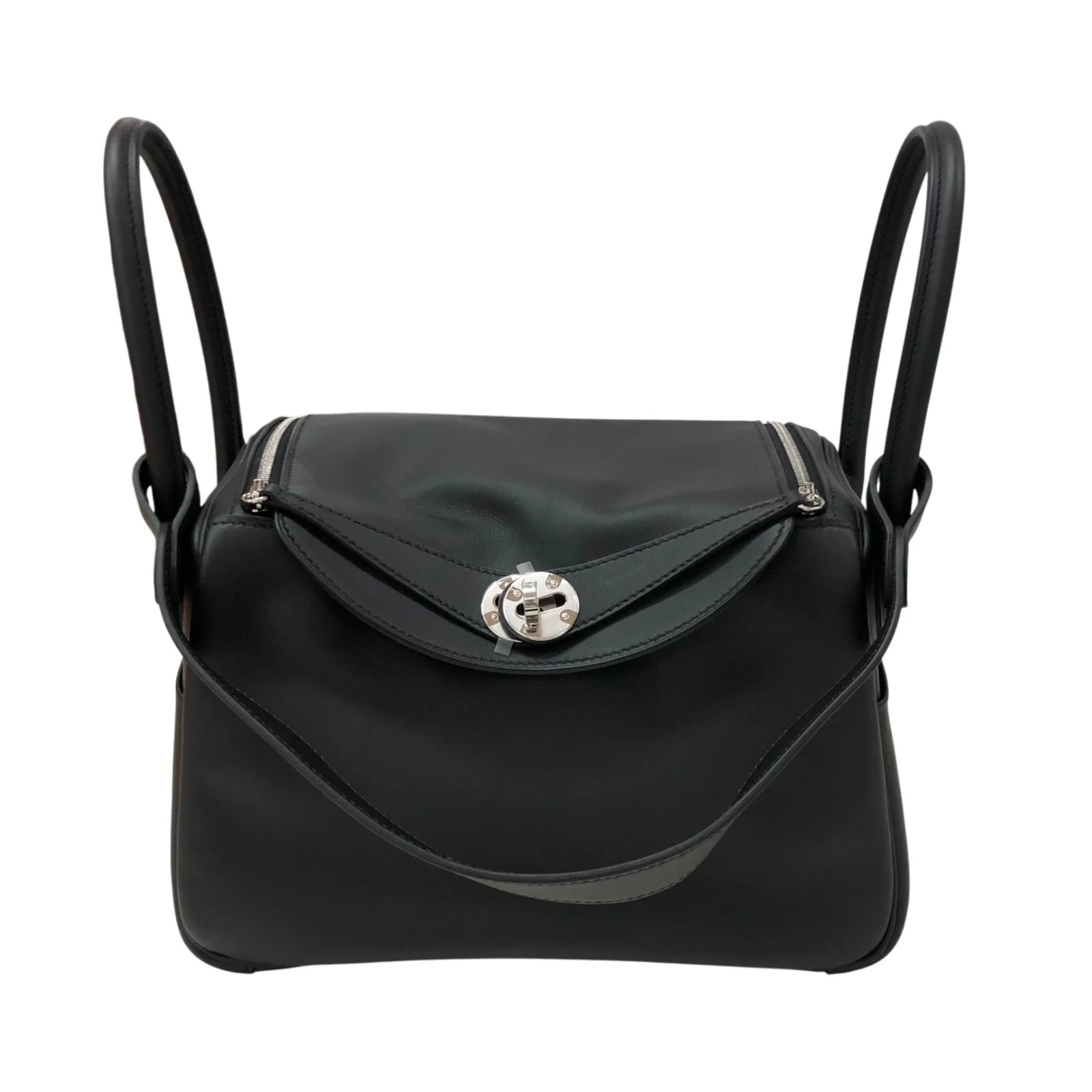 HERMES Lindy 26 Black Swift Leather Handbag #OKB457