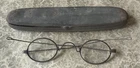 RARE ANTIQUE CIVIL WAR ERA/ LATE 1800s EYE GLASSES SPECTICALS WITH TIN CASE