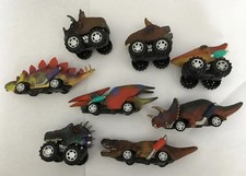Lot of 8: Dinosaur Shaped Toy Cars Pull And Go Kid Gift Dino Vehicle Action Toys