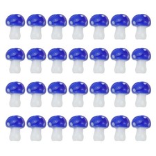 0.6" x 0.5" Cute Mushroom Beads, 28 Pcs Small Glass Beads, Dark Blue