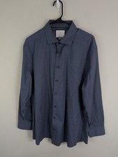 Charles Tyrwhitt Dress Shirt Men's 17.5 Blue Button Up Long Sleeve Slim