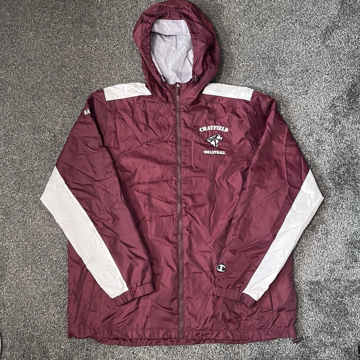 Champion Chatfield Volleyball Shell Jacket Burgundy Women’s XL VGC