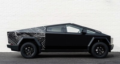Tesla Cybertruck 2023-2025 Rear Bed Map Grid Decal  Off Road Topographic
