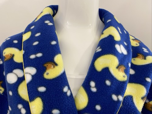 Vintage XL Interference Polar Fleece Dressing Gown Robe Pockets Belt Rubber Duck - Picture 2 of 17