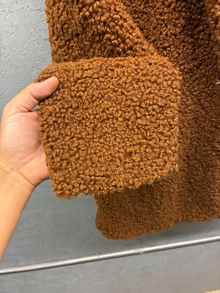 Max Studio Teddy Coat Faux Fur Women’s Small Brown Sienna Long Sleeve Winter - Image 3 of 4