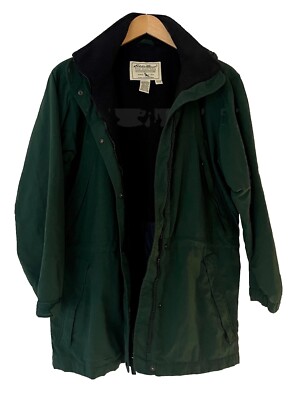 Eddie Bauer Womens Dark Green Water Resistant Polartec Parka w Removable Hood XS