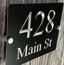 Engraved Custom House Home Number Street Address Metal 6x4 Sign & Offset Mounts