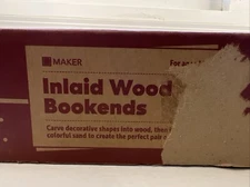 Kiwi Co Maker Crate Inlaid Wood Bookends Ages 14 & Up NEW