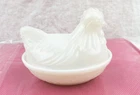 Vintage Chicken Hen on Nest / Milk Glass/ Indiana Glass Candy Dish 4.25" x 3"